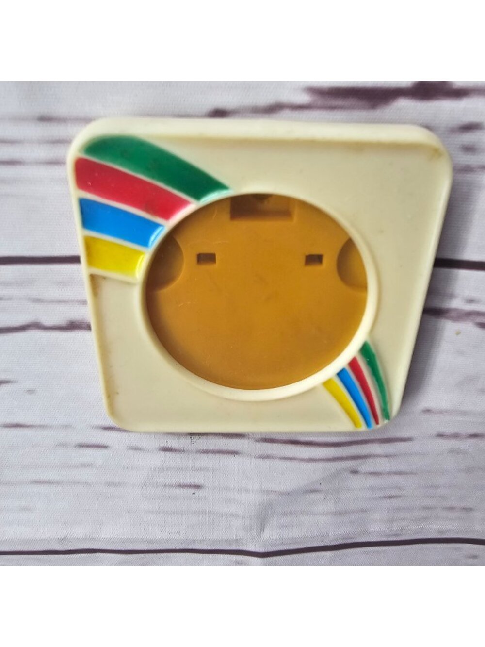 Magnet Mini Picture Frame With Retro Rainbow Design - Square Shape With Yellow B
